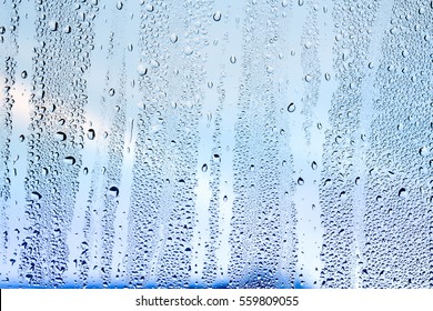 Water Drops On Window Glass