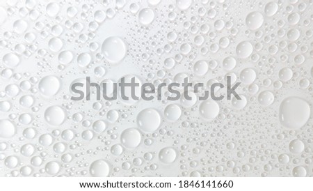 Water drops rain or droplet on white background.
Condensation is the process of a substance in a gaseous state transforming liquid.