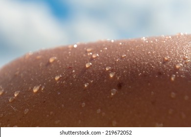 Water drops at the skin