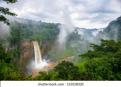 Water fall in Cameroon on a cloudy day