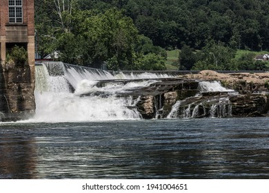 Water Fall At Small Hydro Plant In Gauley Bridge, West Virginia.