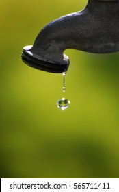 Water Faucet Leaking With Dripping Drops