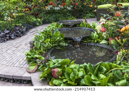 Water feature in a garden