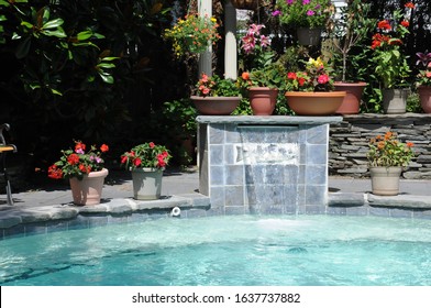 Water Feature At A Swimming Pool