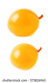 Water Filled Orange Air Balloon Isolated Over The White Background, Set Collection Of Two Different Foreshortenings