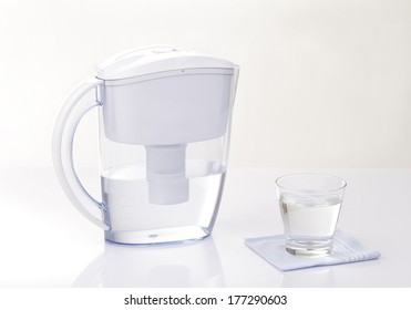 Water Filter Jug And A Glass Of Water