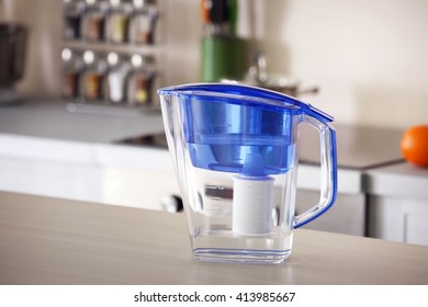 Water Filter Jug On Kitchen Table