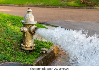 Water Flowing from open Fire Hydrant