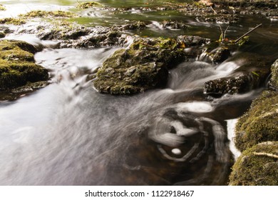 Water Flowing Over Rocks.  Old Stone Fort State Archaeological Park, Manchester, TN, USA.