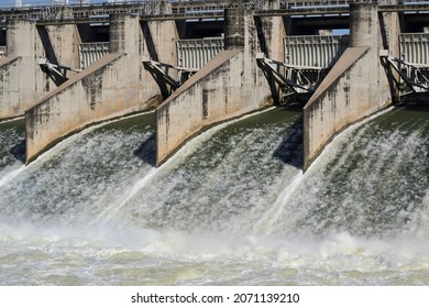 Water Flowing From Spillway Of Dam