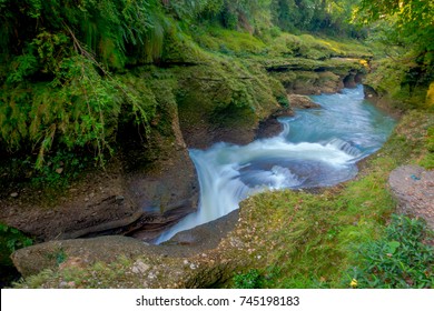 Water flows downstream to Devi's Falls in Pokhara, Nepal
