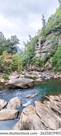 Water flows through this section of the basin floor at Tallulah Gorge State Park in Tallulah Falls, Georgia.