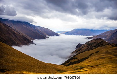 Water Fog On Mountain Peak Clouds