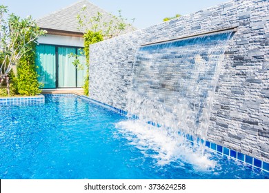 Water Fountain around swimming pool
