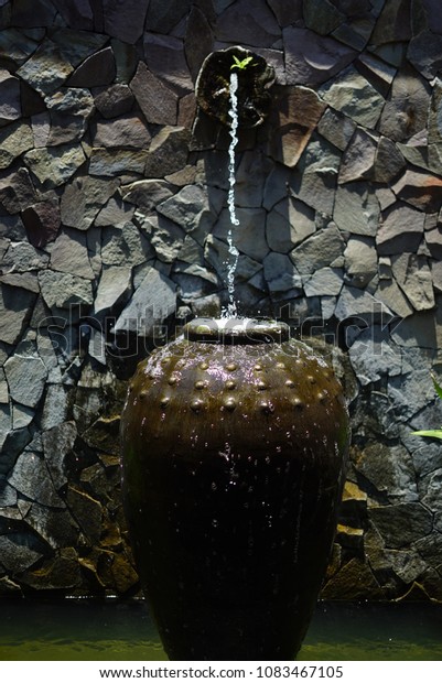 Water Fountain Pouring Into Clay Vase Stock Photo Edit Now