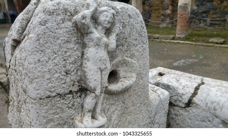 Water Fountain In Ruins Of Pompeii (Italy)