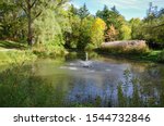 Water fountain  at Toogood Pond Park in Unionville Markham, Ontario, Canada