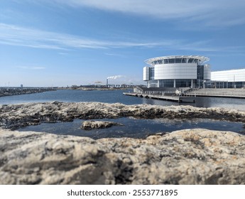 water front structure with rocks