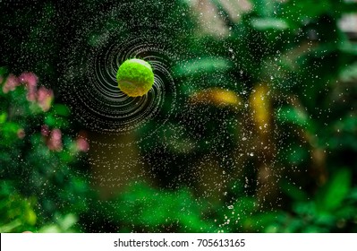 Water Galaxy With Wet Tennis Ball | Spinning A Wet Tennis Ball |