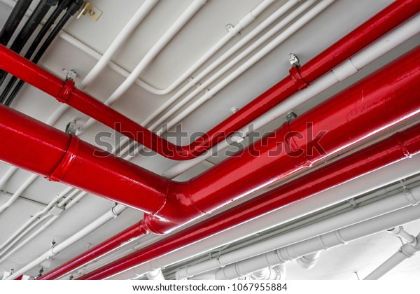 Water Gas Air Tube On Ceiling Stockfoto Jetzt Bearbeiten