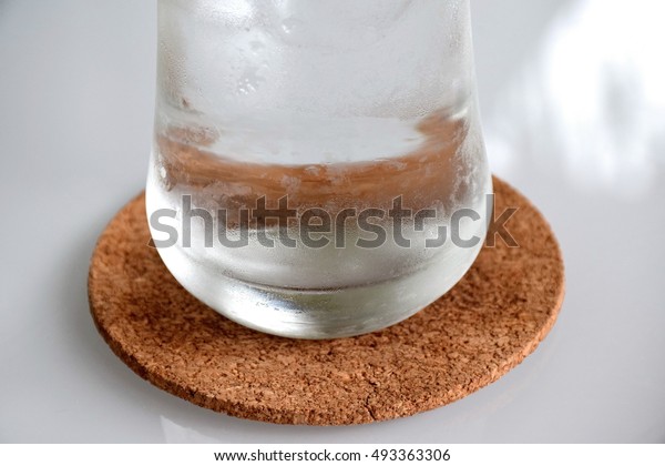 Water Glass Coaster Cork Stock Photo 