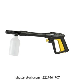 A Water Gun With A Foaming Agent From A High-pressure Car Wash. Isolated On White.