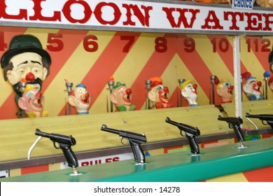 water gun race at amusement park