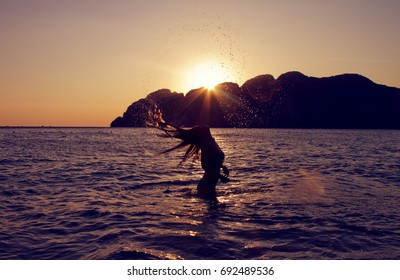 Water Hair Flip Girl