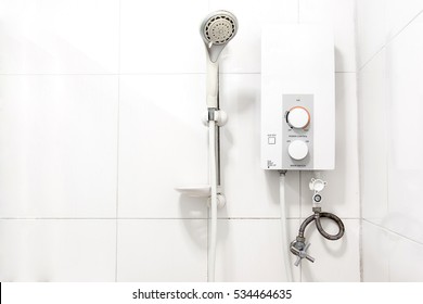 Water Heater And Shower In Bathroom