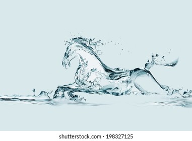 A water horse made of water galloping in water. 
