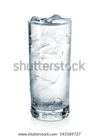 Water with ice in a glass
