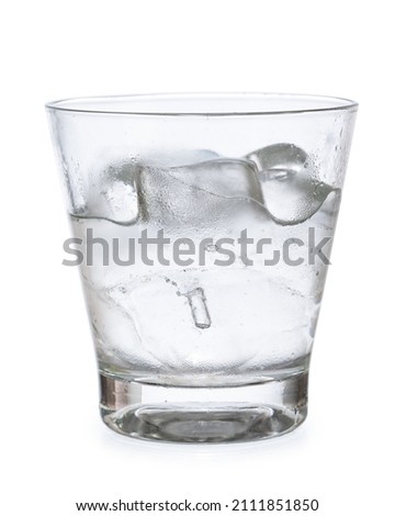 water  ice in glass isolated on white background