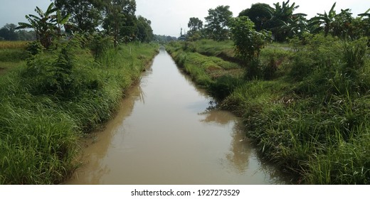 The Water Irrigation Channel Serves To Supply Water To The Rice Fields During The Rainy And Dry Seasons