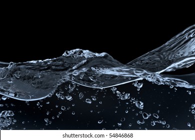 water isolated on black background
