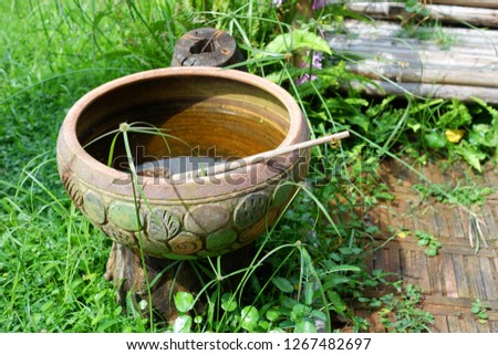 Water jar in the traditional house.