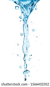 Water Jet And Drops On An Isolated White Background