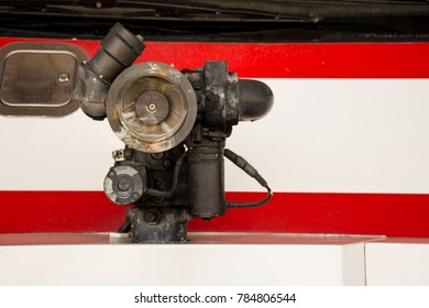 Water Jet Splashing From A Fire Fighting Firehose Nozzle