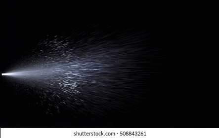 Water Jet Spraying On Black Background