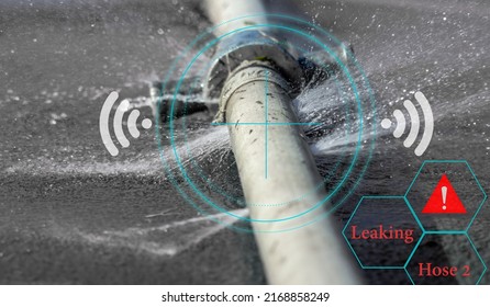 Water leak sensor alert , smart water sensor can automatically shut off a solenoid valve. - Shutterstock ID 2168858249