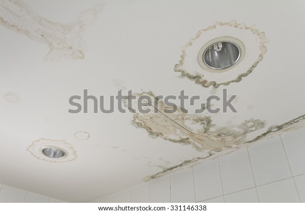 Water Leaking Ceiling Make Damaged Lamp Stock Photo Edit