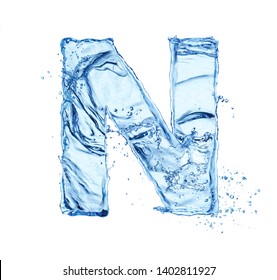 Water Letter N Isolated On White Background