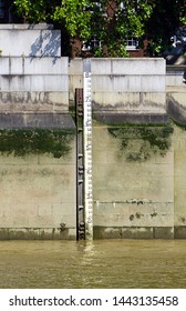 Water Level Depth Meter In River Thames, London, England, UK 