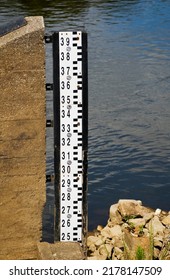 Water Level Depth Meter In The River.