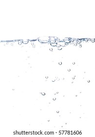 Water Line With Bubbles Isolated On Pure White Background