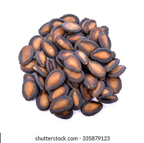 Water Melon Seeds On White Background