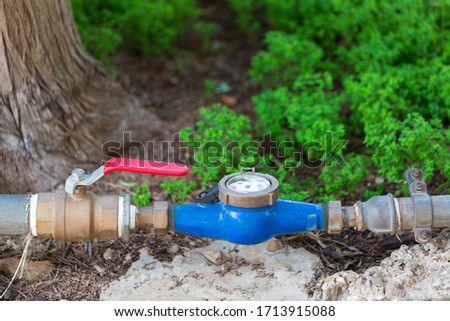 Water meter and water pipe, Measuring device to check counter number of water.