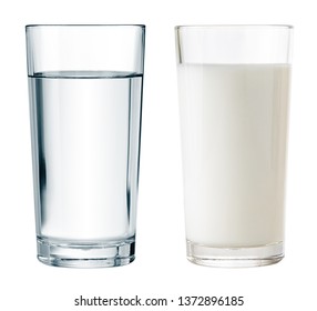 Water And Milk Glasses Isolated With Clipping Path Included