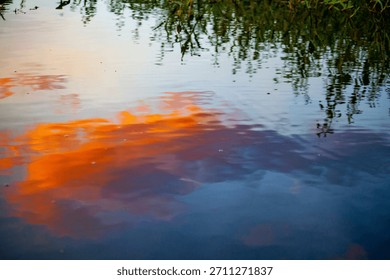 water mirror reflex image cloud sunset peacefull