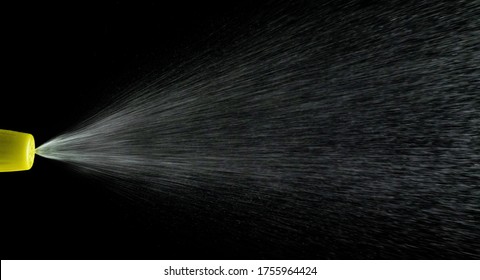 Water mist splash bottle isolated on black background. Spray liquid aerosol for perfume. - Shutterstock ID 1755964424