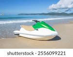 Water motorcycles and white clouds on Yalong Bay Beach in Hainan China